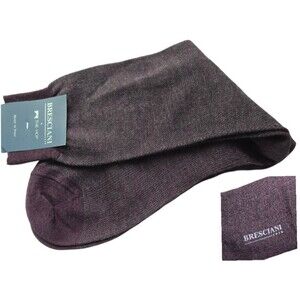 BRESCIANI Men Italian Socks Red Merlot 80%Lana/Wool 20%Poliam/Nylon Size L/XL
